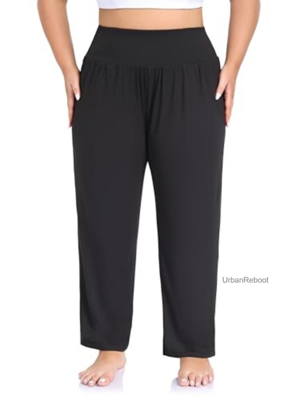 Plus Size High Waist Yoga Lounge Pants with Pockets